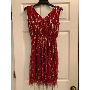 Southern Fried Chics wine red sequin dress